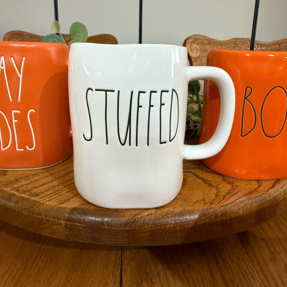 Rae Dunn White Mug Stuffed lettering